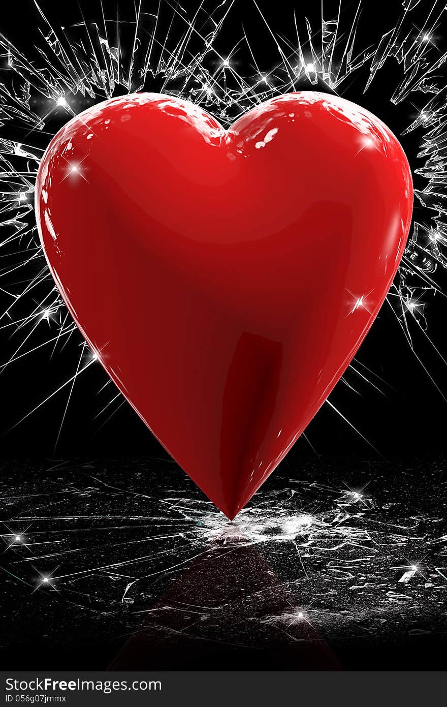 3D Heart Red