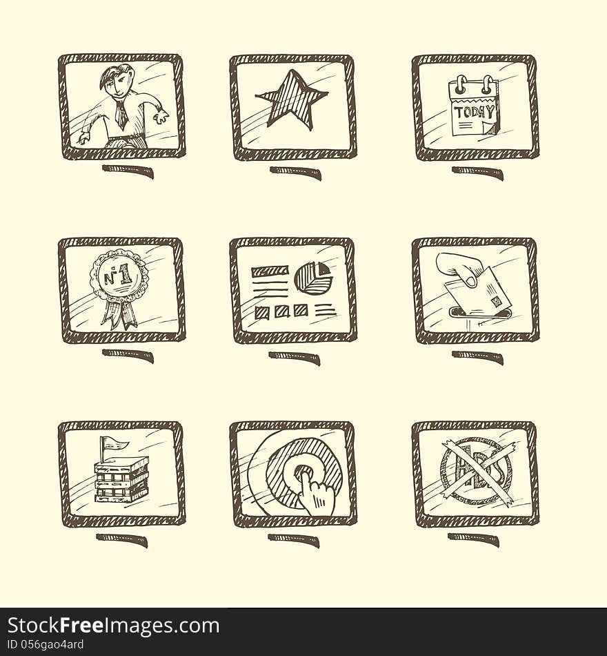 Hand drawn business icon set