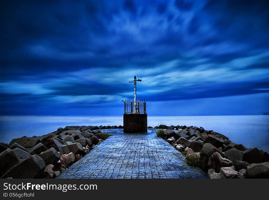 blue sunset at beach sura gate