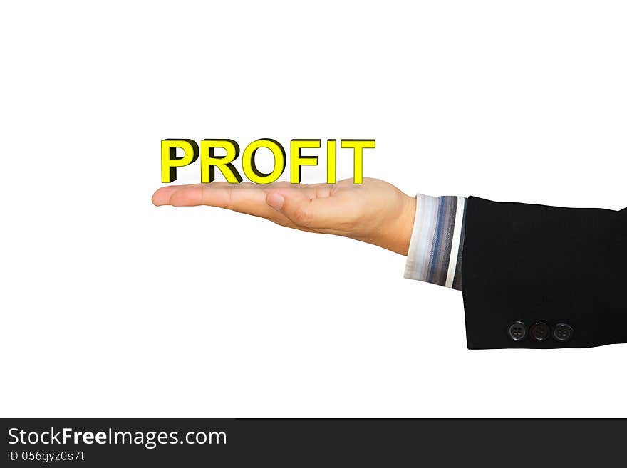 Profit message in businessman hand