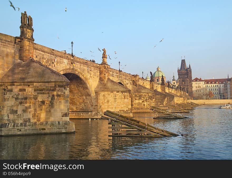 Charles Bridge and Vltava river in Prague, Czech republic