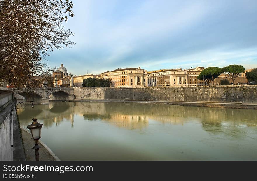 Embankment of the river Tiber, Rome