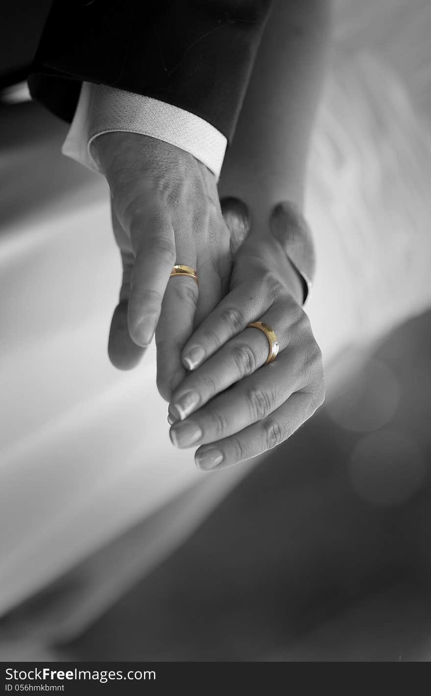 Wedding gold rings fit on hands`s bride and groom. Wedding gold rings fit on hands`s bride and groom