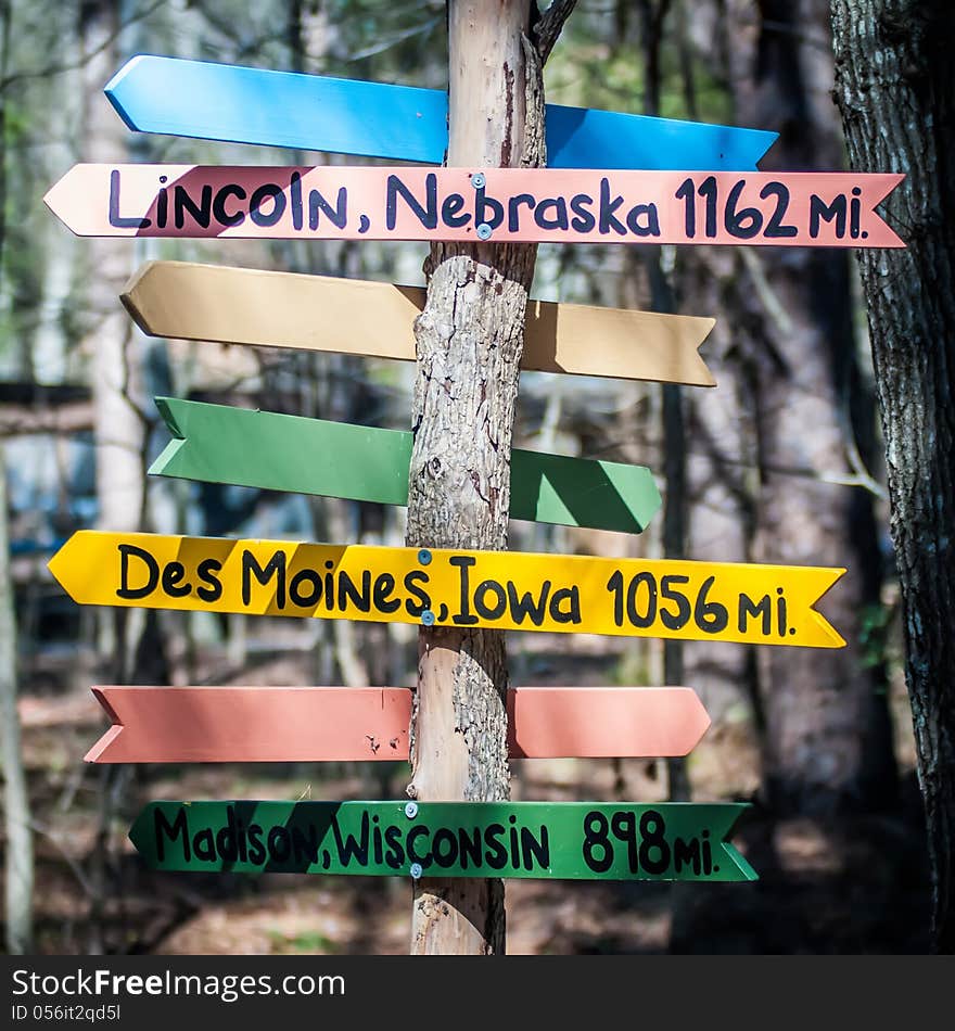 Direction And Distance Sign From Charlotte, North Carolina