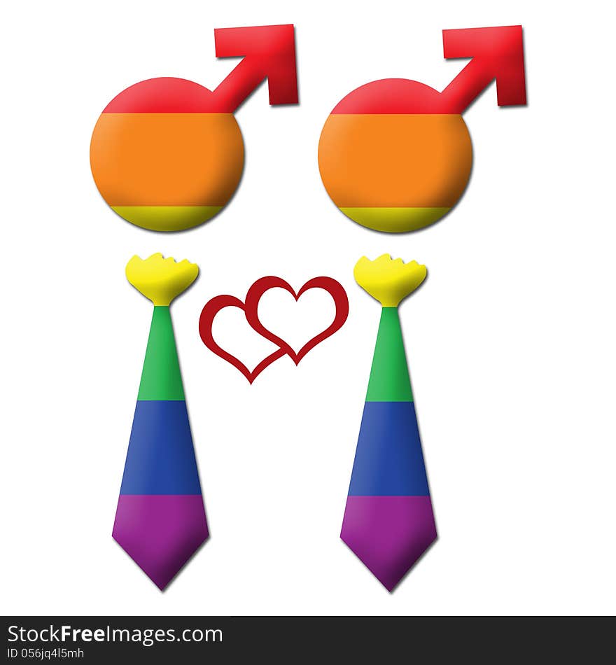 Gay Graphic - Two Element in Tie - Rainbow