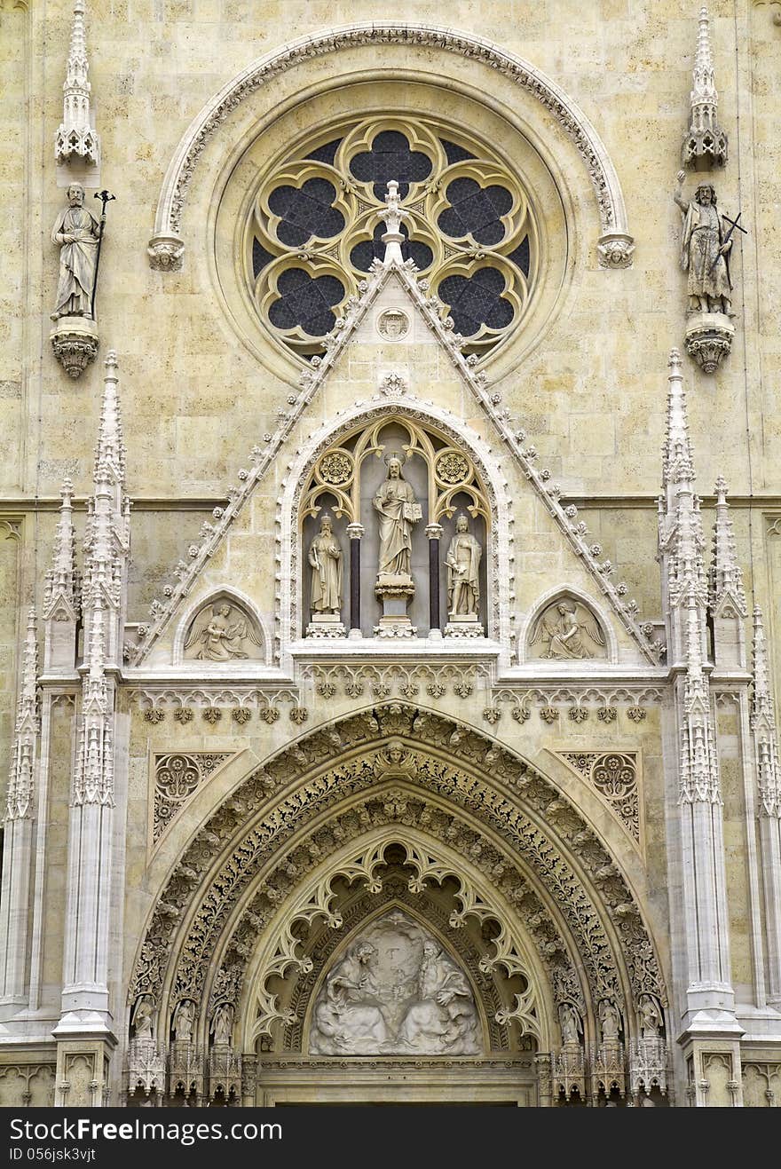 Entrance, archway of Cathedral, Zagreb, Croatia