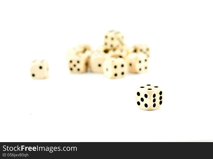 Old dice is made ​​of plastic.