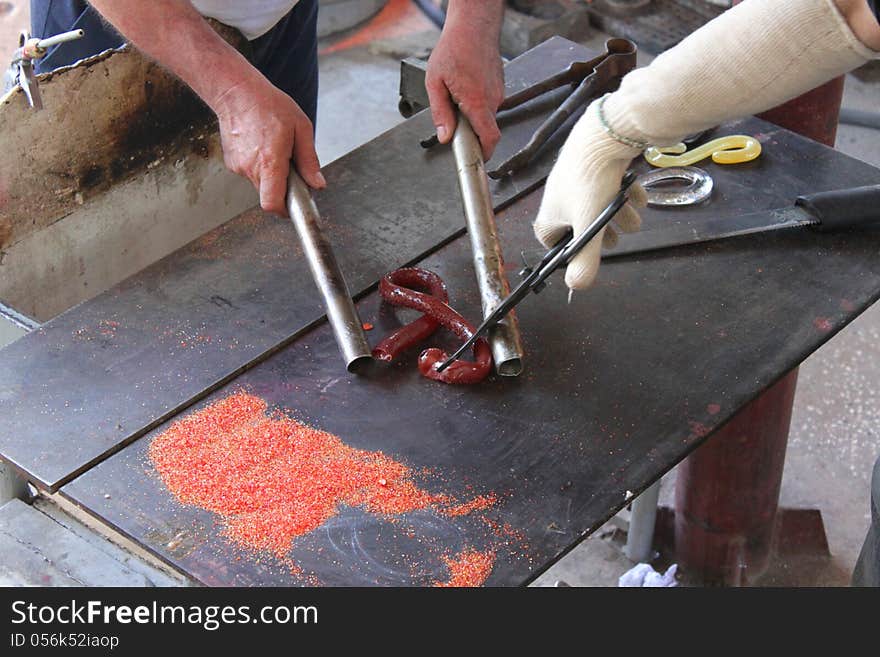 Glassmakers working