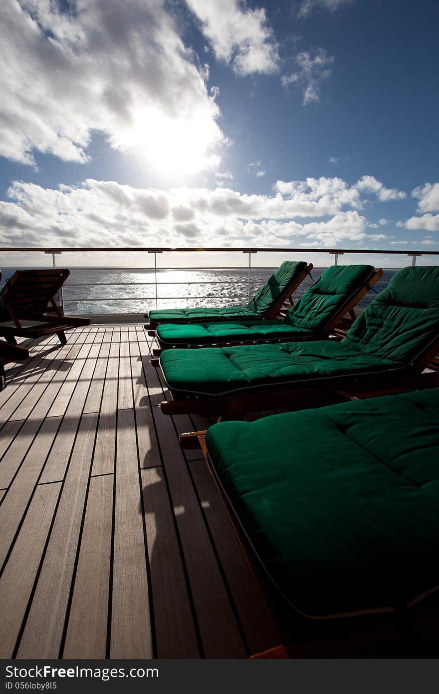 Cruise deck with relaxing chairs