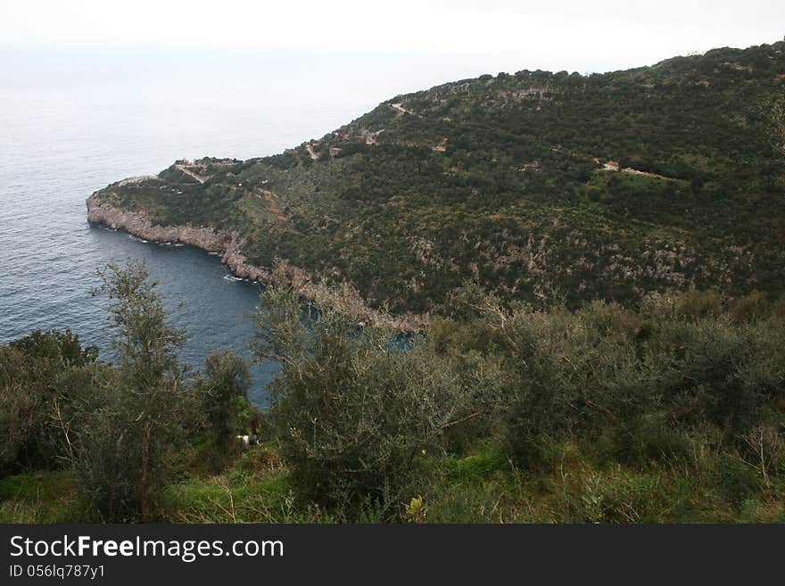 The landscape of punta vaccola near sorrento in italy