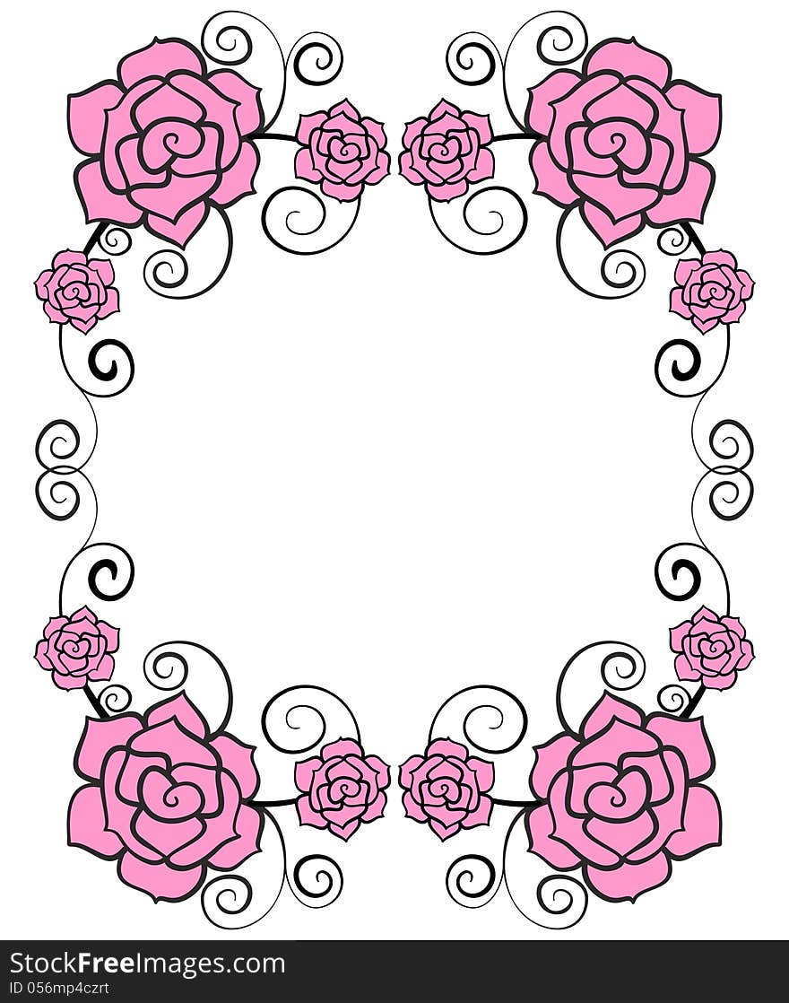 Vector frame with rose flower/. Vector frame with rose flower/