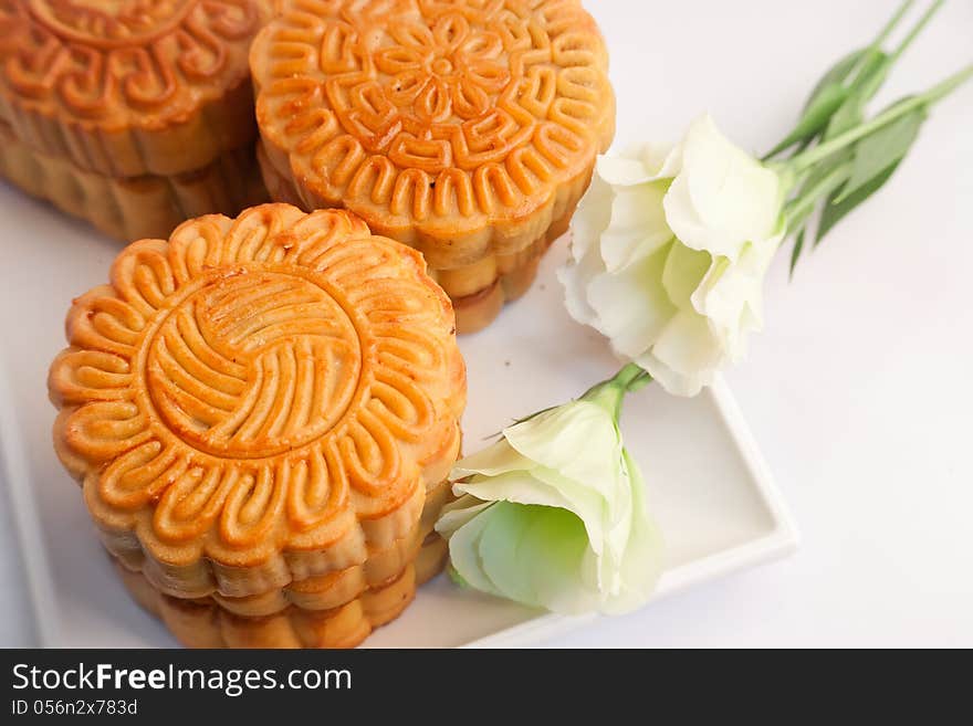 Chinese traditional pastry with flowers