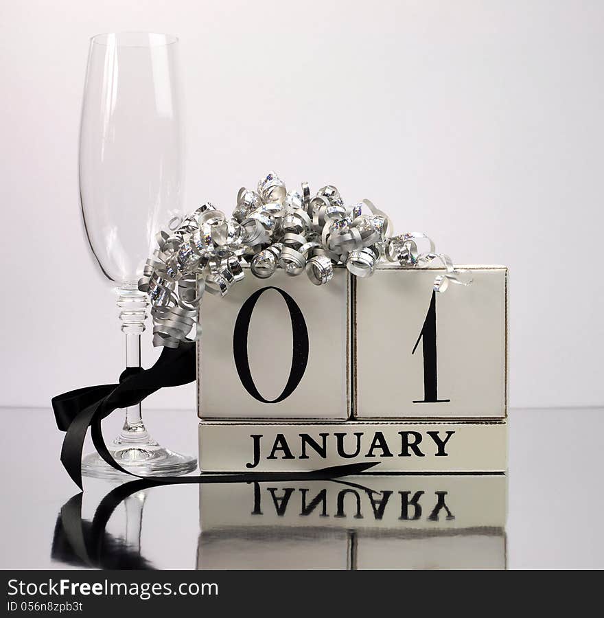 White theme Save the date with a Happy New Year, January 1