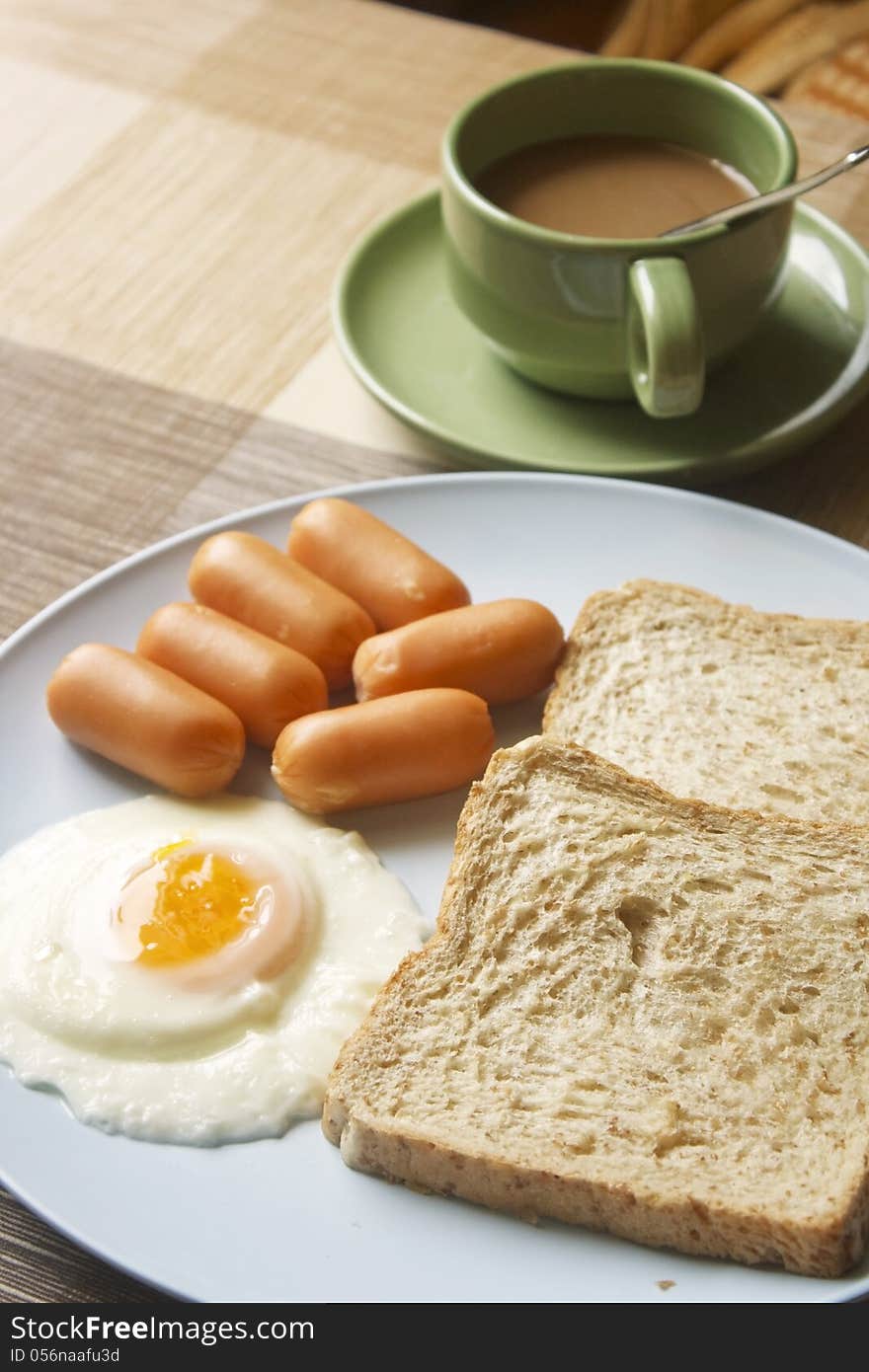 Breakfast set with a cup of coffee