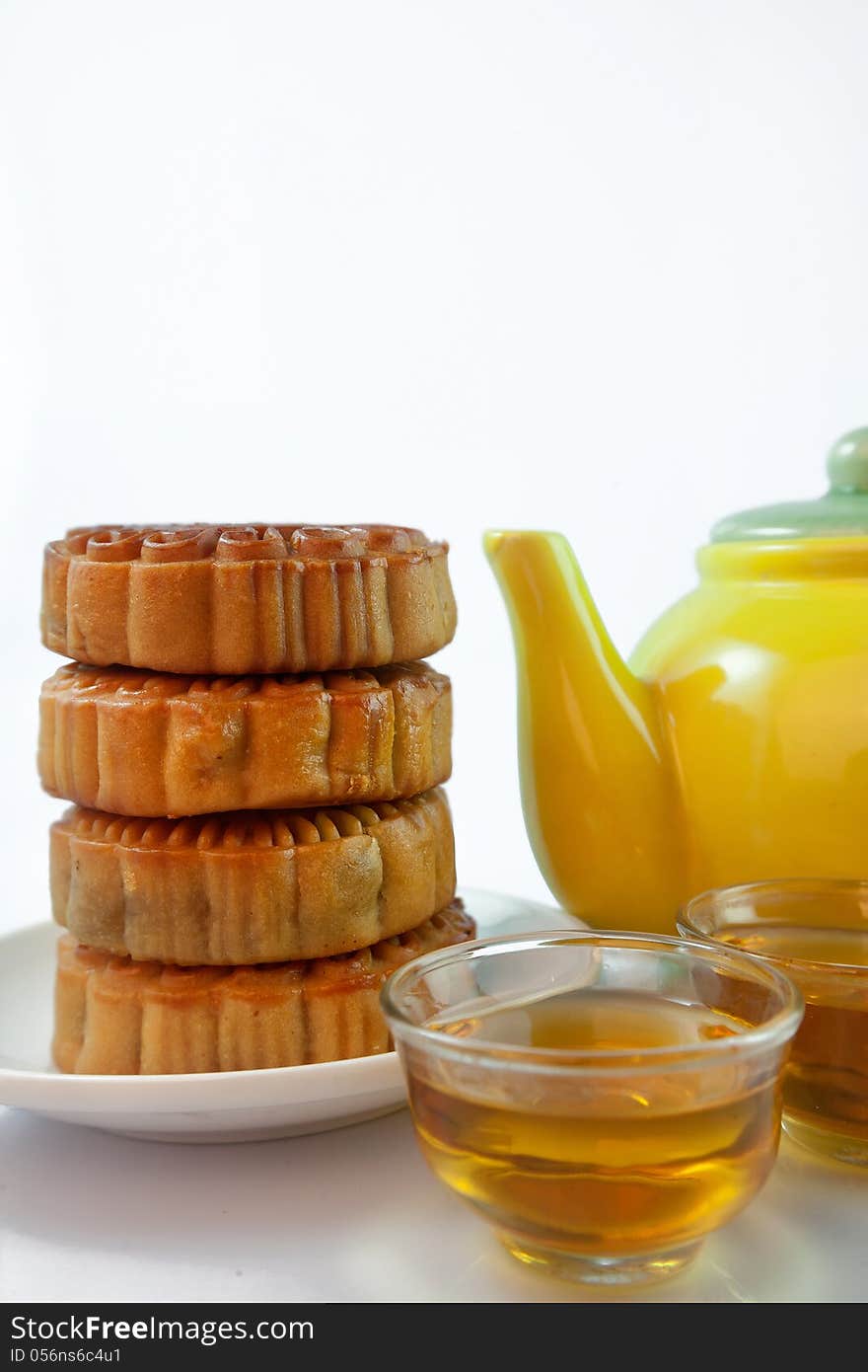 Chinese pastry(moon cake) and tea. Chinese pastry(moon cake) and tea