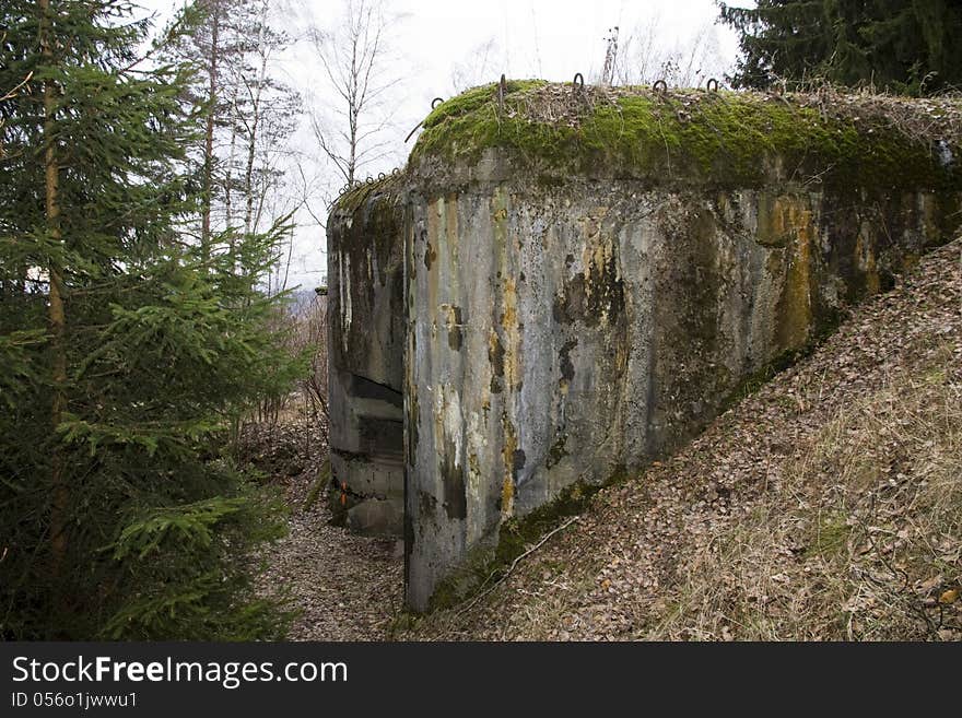 Remains of fortifications from the Second world war in the czech border. Remains of fortifications from the Second world war in the czech border