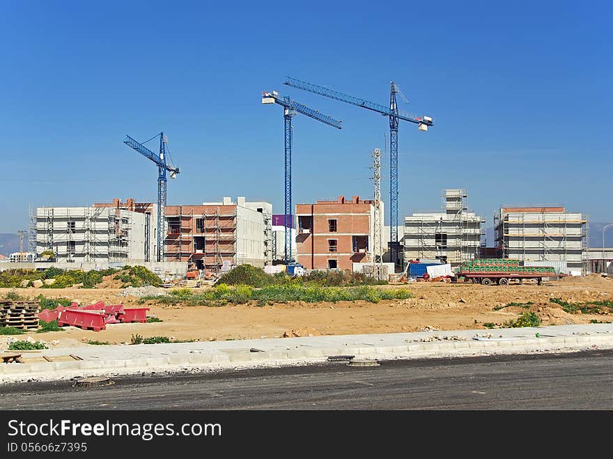 Construction works in several blocks of flat houses. Construction works in several blocks of flat houses