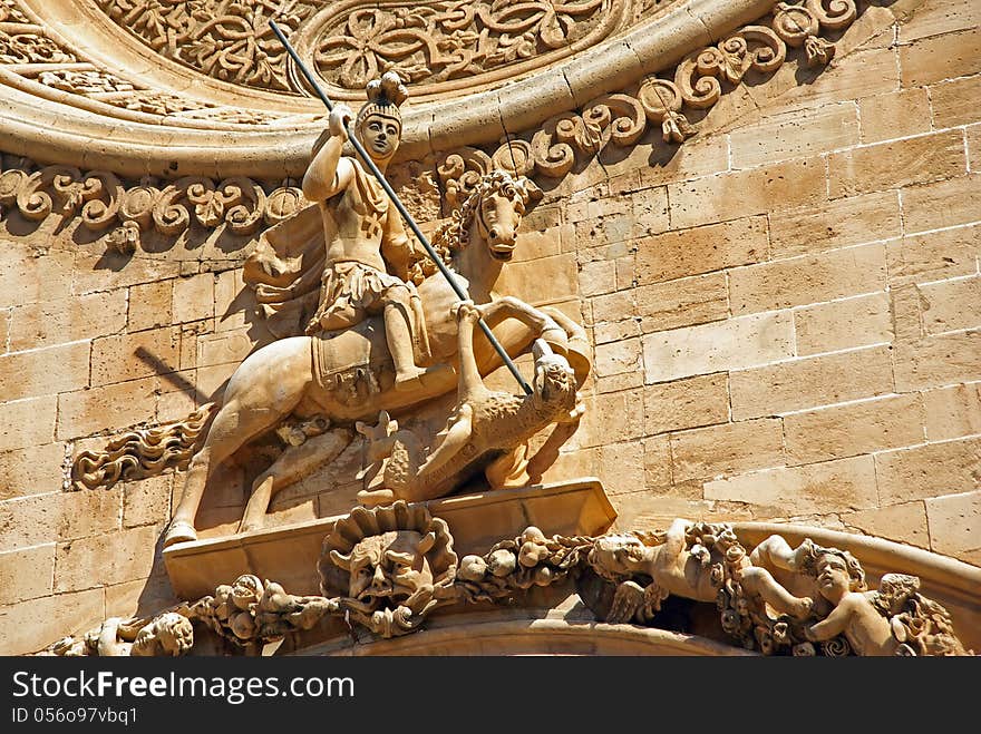 Saint George statue in a church of Majorca (Spain) (Plaça de Sant Francesc)