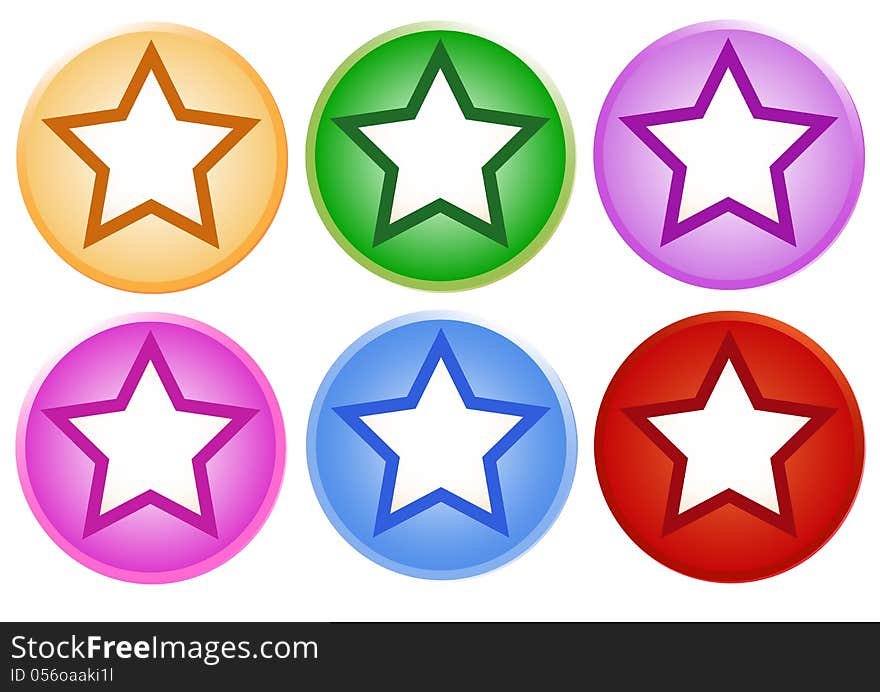 Set Of Shiny Circle Labels With Star