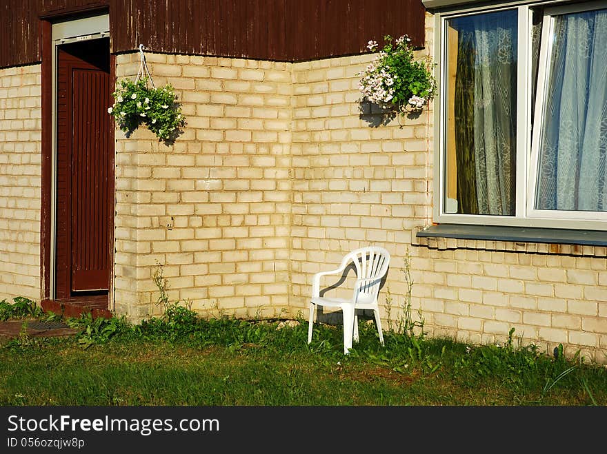 Detail of the simple rural house facade, Lithuania. Detail of the simple rural house facade, Lithuania