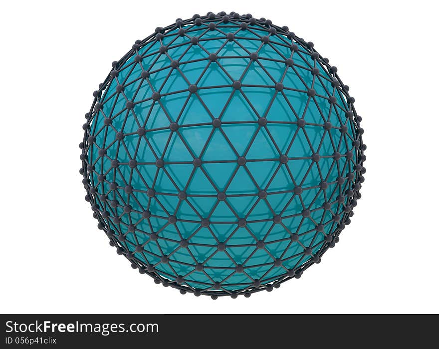 3d design. Blue sphere protected and white background. 3d design. Blue sphere protected and white background.