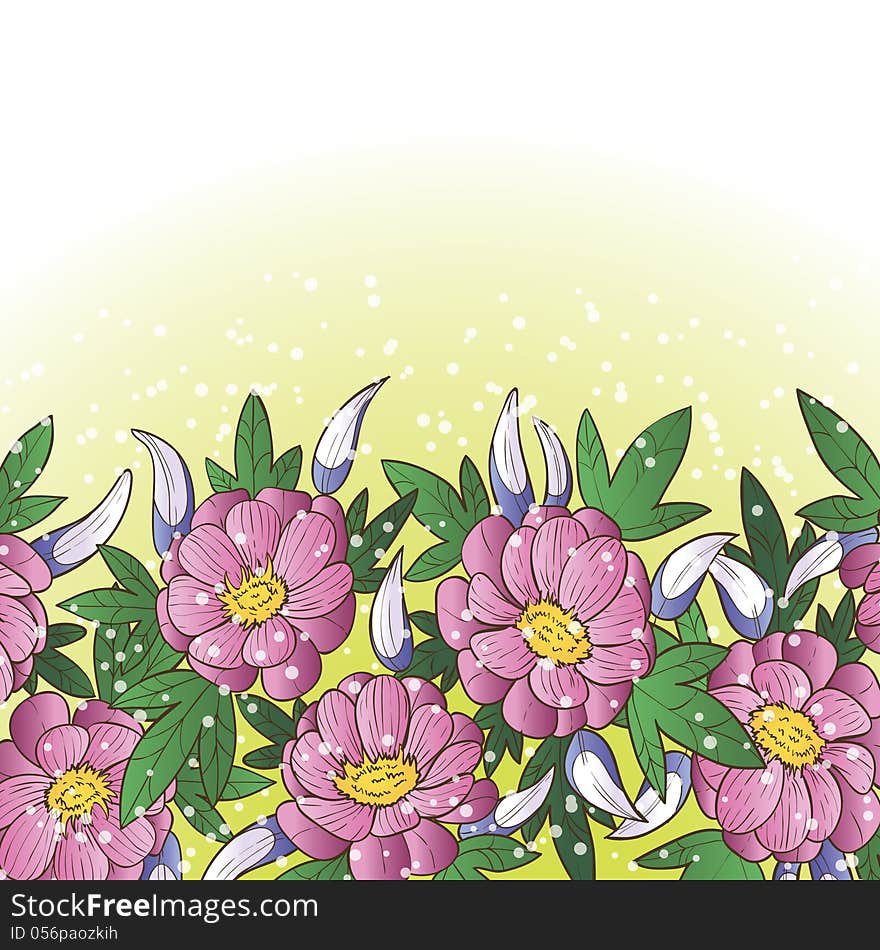 Vector background with flowers and leaf