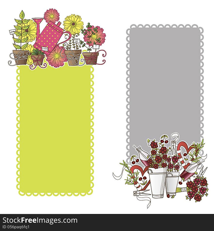 Vector frame with flowers and frame