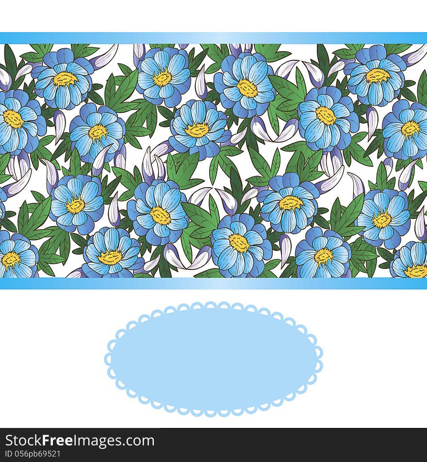 Vector background with flowers and leaf