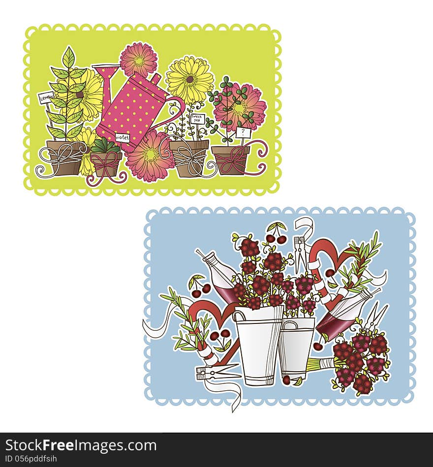 Vector frame with flowers and frame