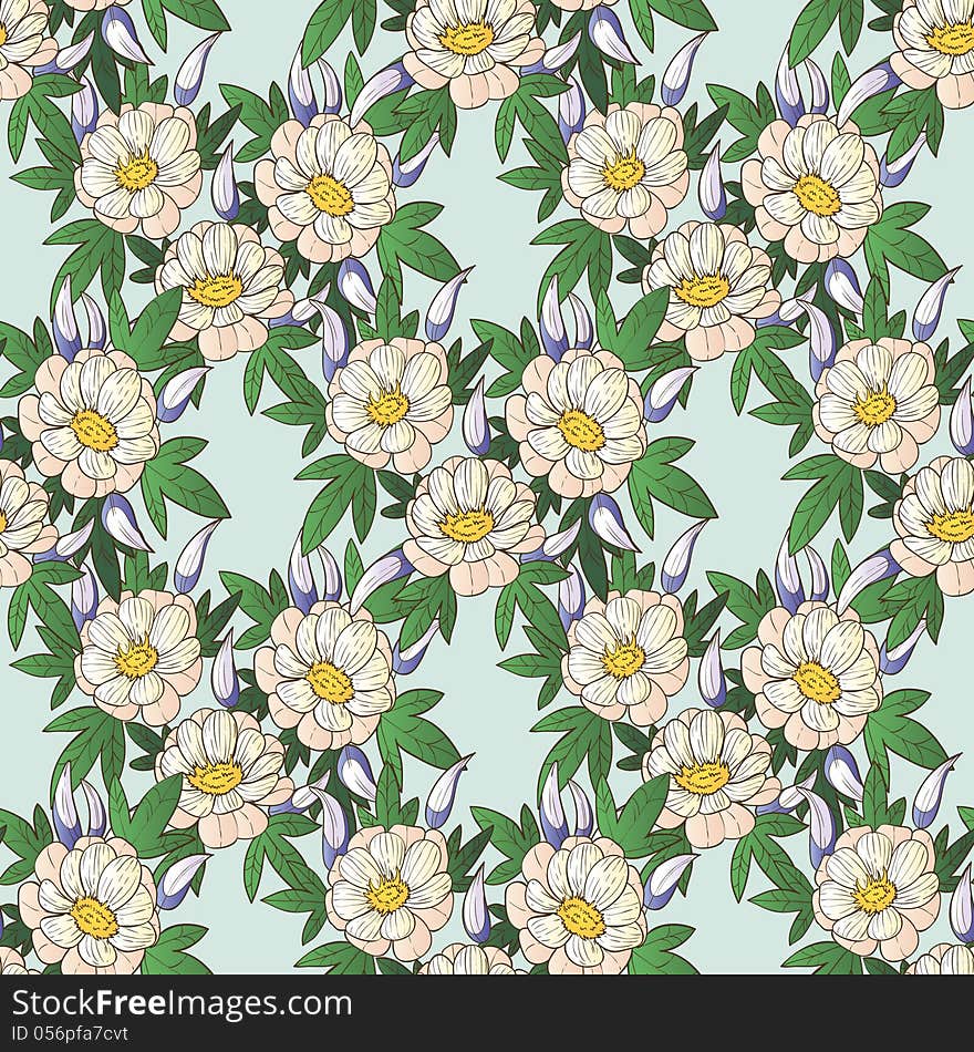 Vector seamless background with flowers