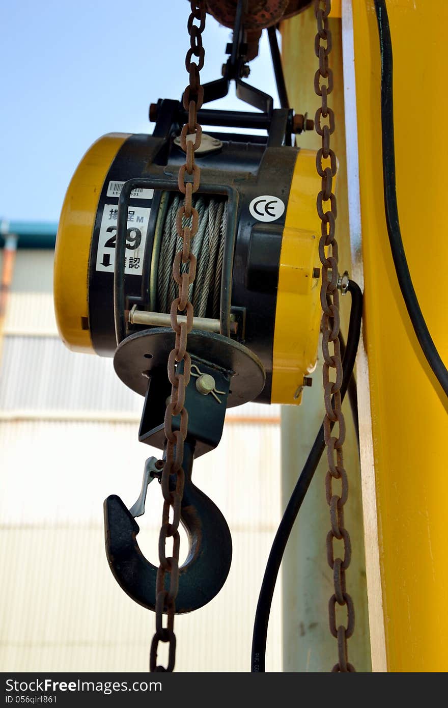 The yellow electricity pulley in manufactory