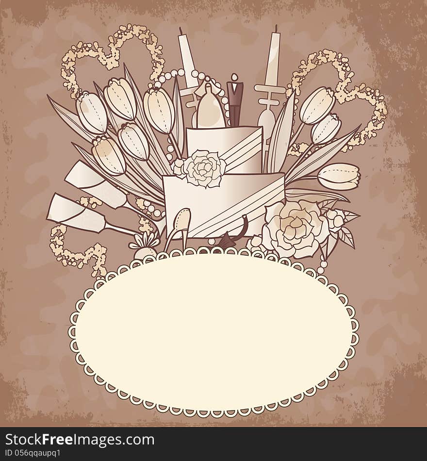 Vector old-fashion background for wedding. Vector old-fashion background for wedding