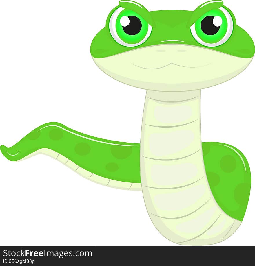 Illustration of Funny Snake standing on White