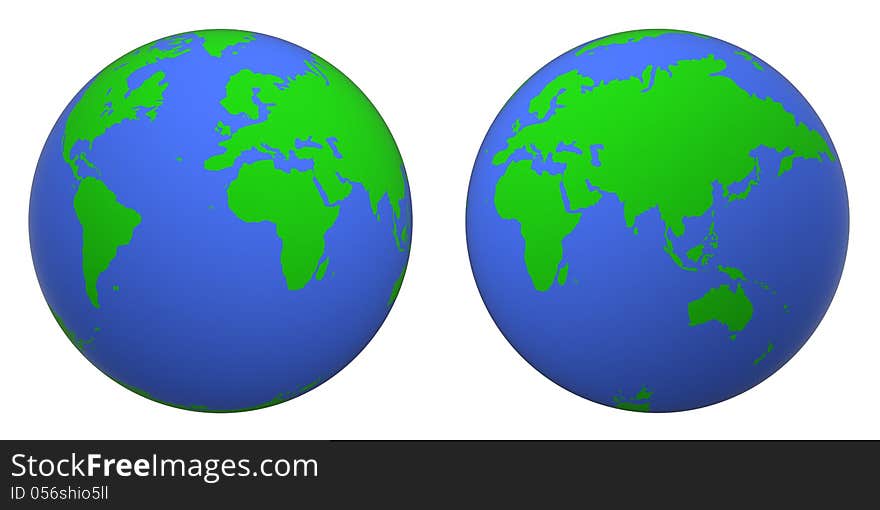 3D model of the Earth isolated on white background