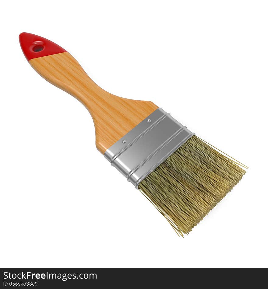 Wooden Paintbrush Isolated on White Background.