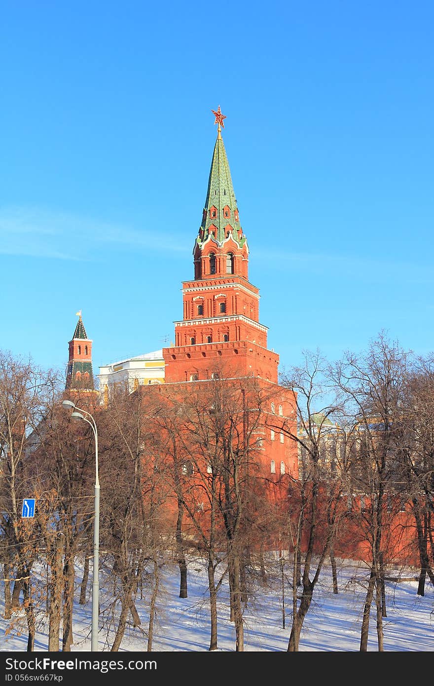 View of the Moscow Kremlin in winter