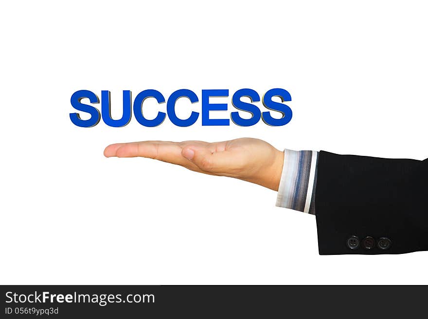 Success message in businessman hand