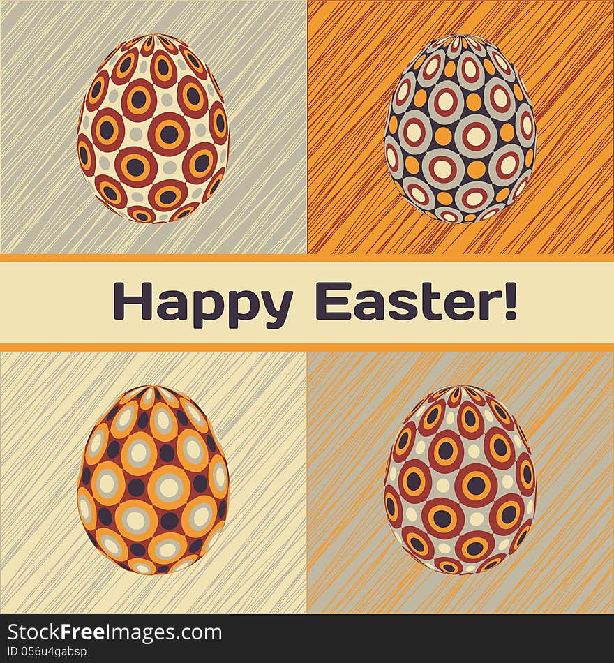 Colorful Easter card design with eggs and banner. Colorful Easter card design with eggs and banner.