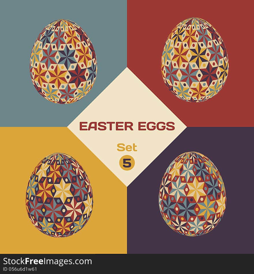 Set of colorful easter eggs with geometrical pattern. Vol.5. Set of colorful easter eggs with geometrical pattern. Vol.5