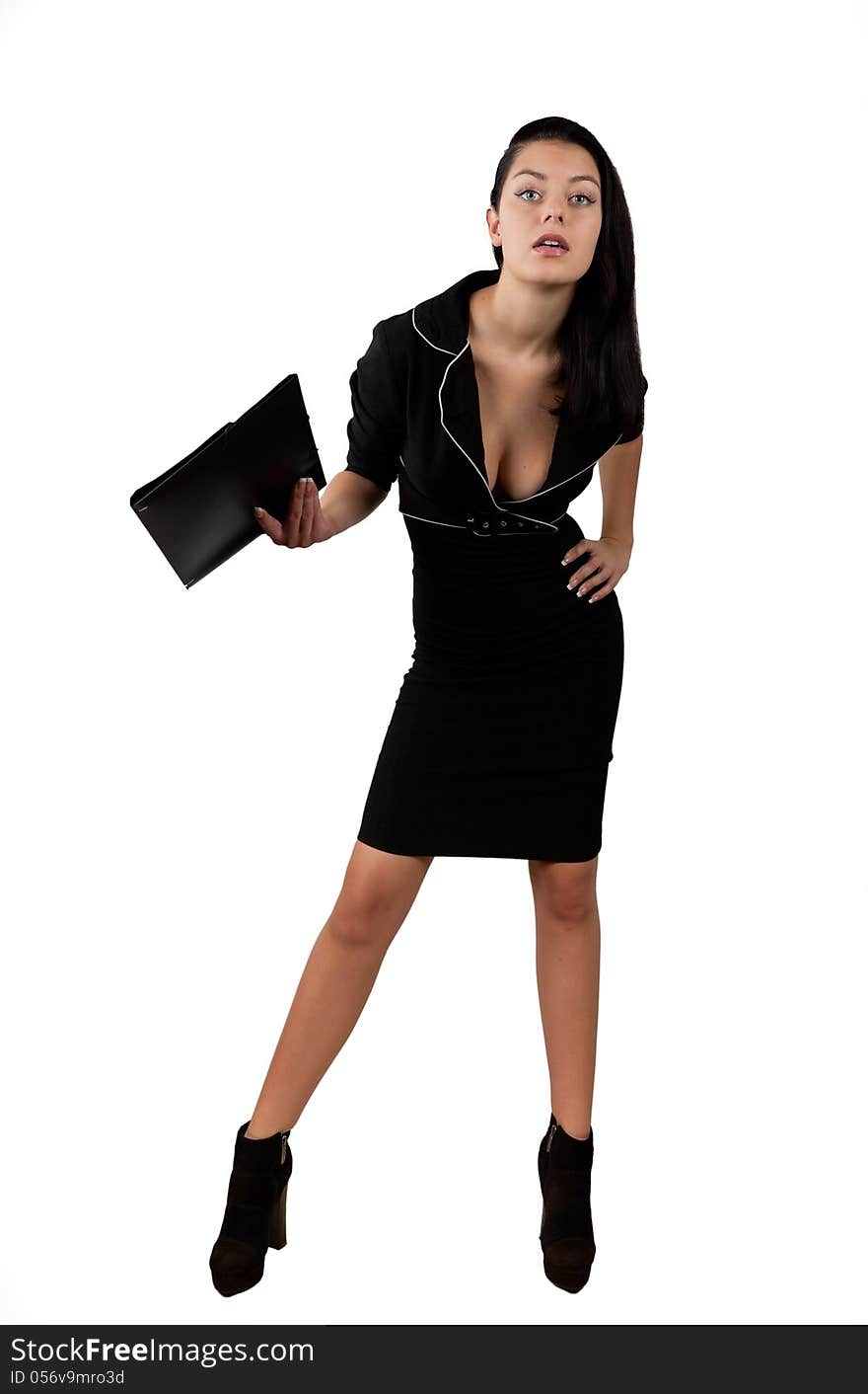 Elegant Business Woman Holding Portfolio