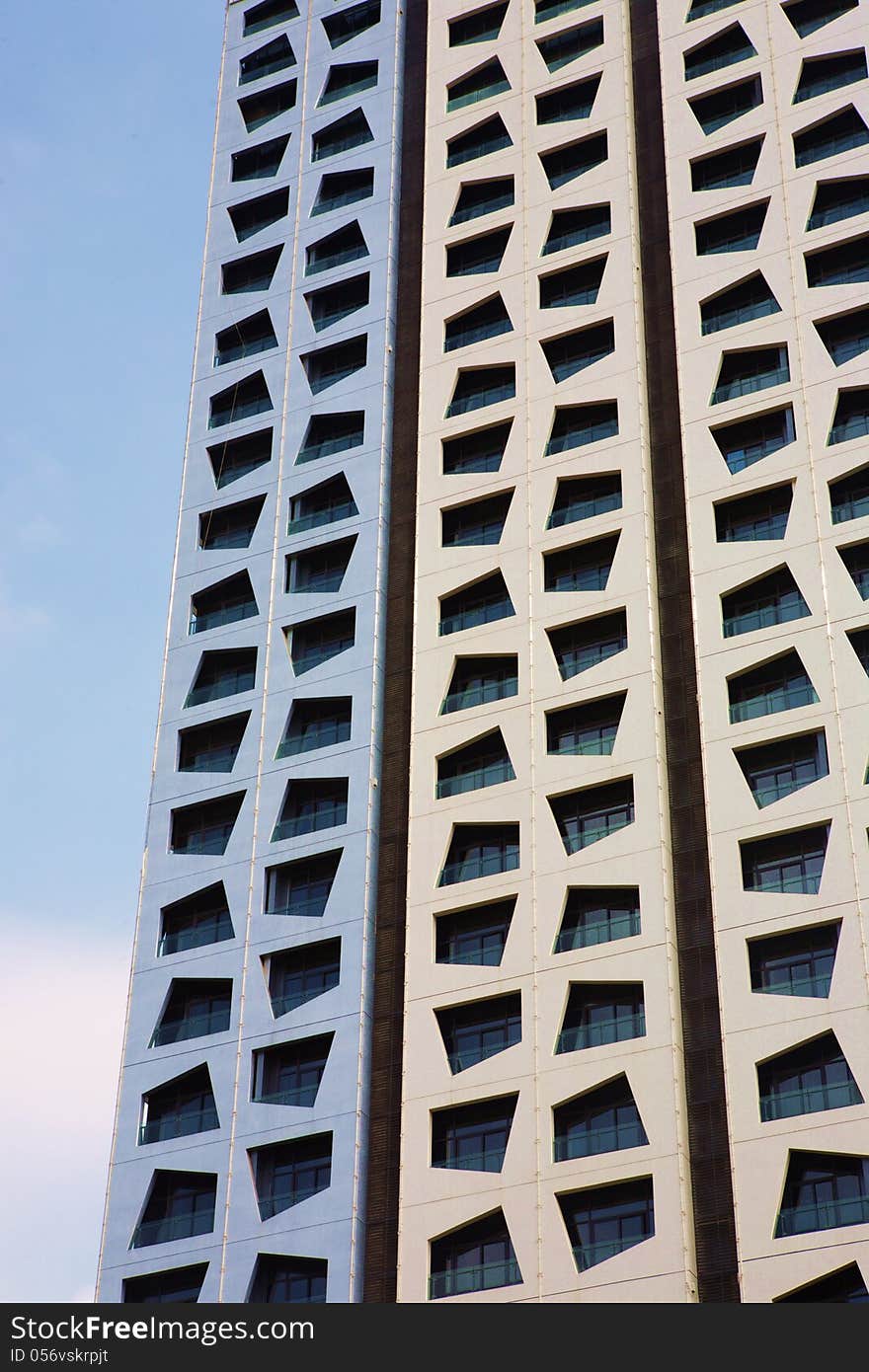 Windows in high-rise building's wall. Windows in high-rise building's wall