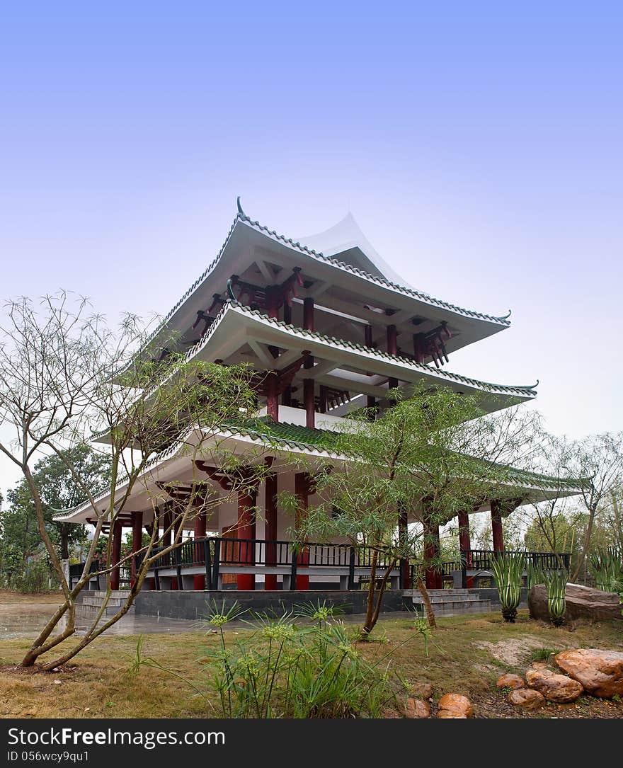 Chinese Pavilion In Rain