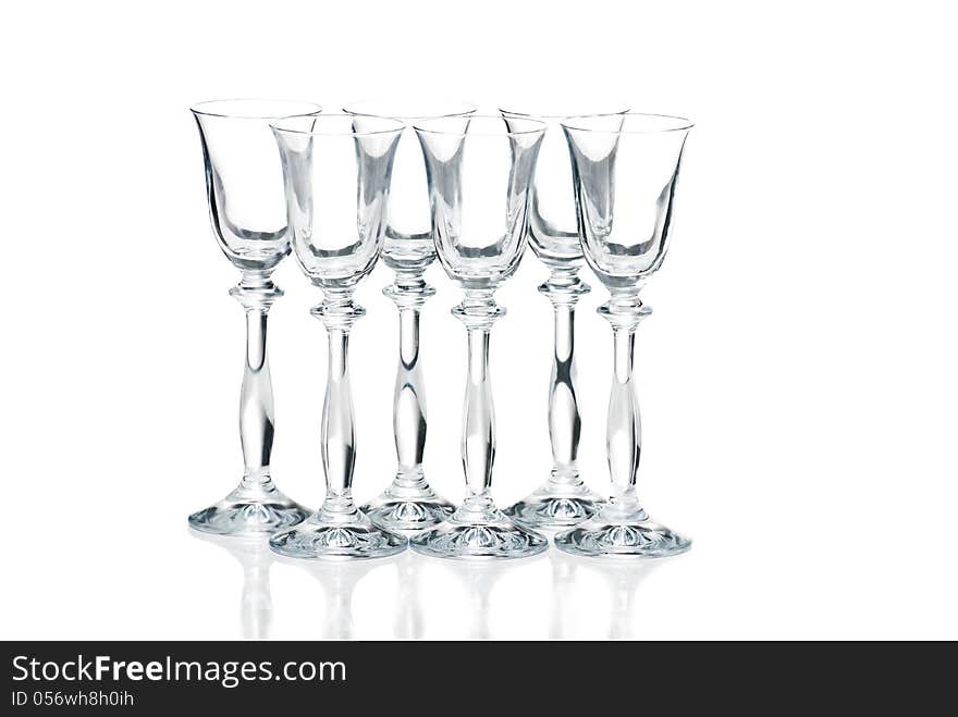 Empty glasses  on white background