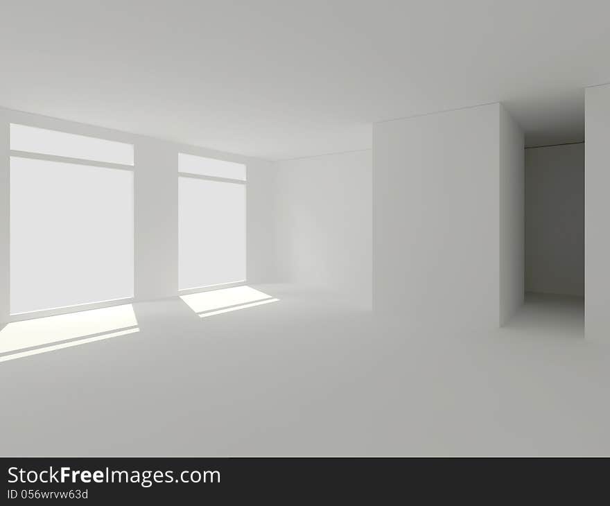 Abstract empty white room architectural concept