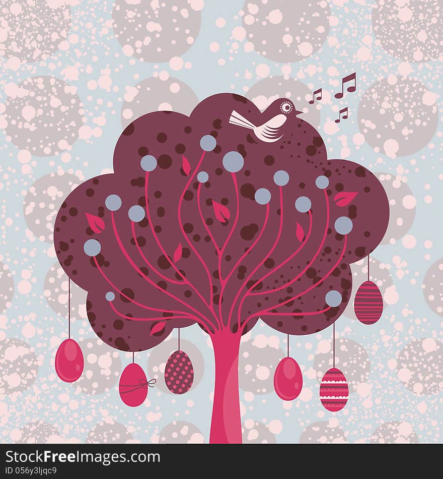 Festive background with decorative Easter tree