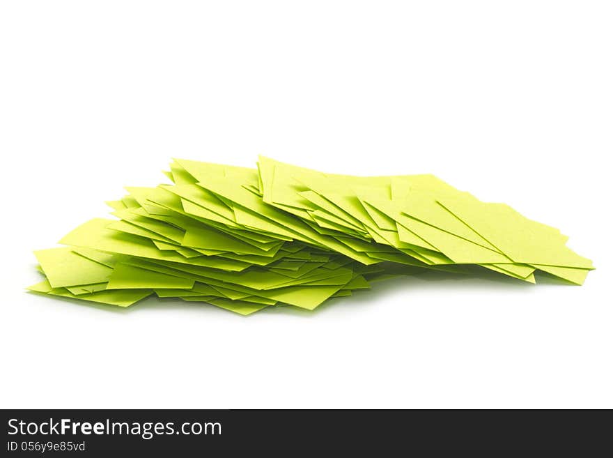 Pile of paper scrap isolated on white