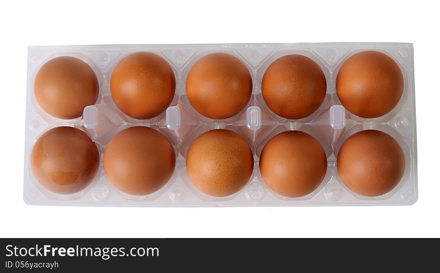 Eggs in packing isolated on the white