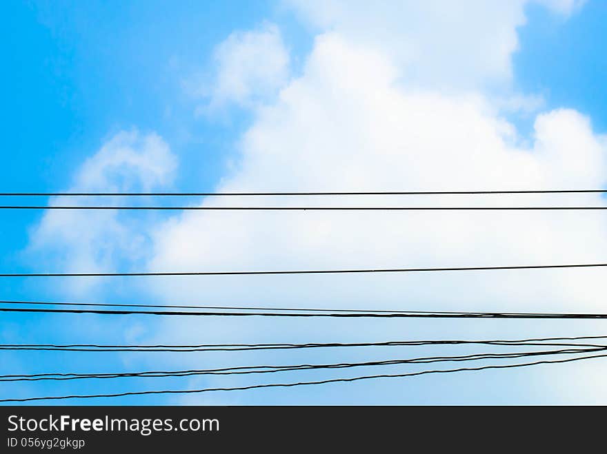 Sky Clouds and electric wire