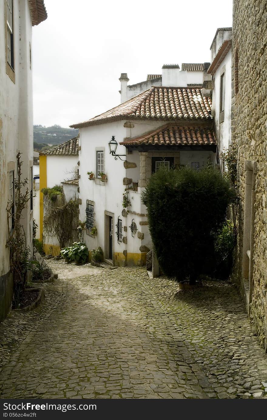 Medieval Street in Obidos, Portugal