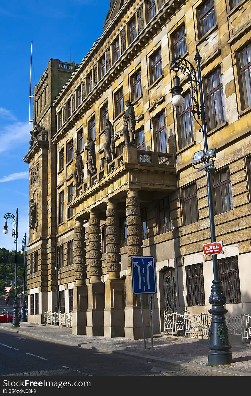 The facade of the Ministry of Industry and Commerce in Prague. Czech Republic